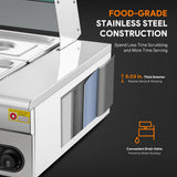 WILPREP 10-Pan Commercial Food Warmer with Sneeze Guard, Ten 1/2 Pans, 1500W Countertop Electric Warmer, 86-185°F Adjustable Temp Control, Stainless Steel Buffet Bain Marie