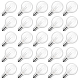 Brightown G40 Replacement Light Bulbs, 25 Pack 5W Clear Globe Bulb fits E12 C7 Candelabra Screw Base Sockets, 1.5 Inch Dimmable Light Bulbs for Indoor Outdoor Patio Decor, Warm White