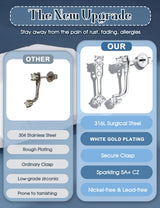 ADRAMATA Hypoallergenic Silver Earrings Stack for Women - 7Pairs Surgical Steel Small Huggie Hoop Stud Earrings Set Cartilage Jewelry Trendy Christmas Gifts Stylish