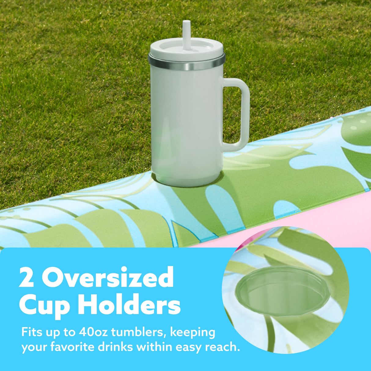 SLOOSH Inflatable Tanning Pool Lounger Float, 85" x 57" Extra Large Pool Floats Adult with Pillow, 4 in 1 Suntan Tub Raft Floatie,Sunbathing Bed Lounge for Water Blow Up Ball Pit, XL-Cyan Pink