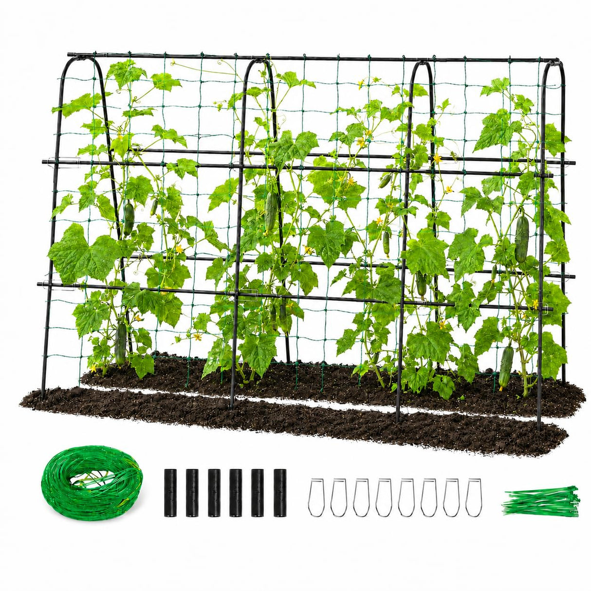 FOLLOOK Cucumber Trellis for Raised Garden Bed, 63x48inch, Black