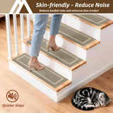 COSY HOMEER Soft Stair Treads 15pcs Non-Slip Carpet Mat 28inX9in Indoor Stair Runners for Wooden Steps,Stair Rugs for Kids and Dogs, 100% Polyester TPE Backing Beige