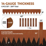 Worth Garden 6 Pack Cor-Ten Steel Landscape Edging w/Rust Patina Finish - 40" L x 8" H Strips - Hammer-in 14-Gauge Metal Corten Edging Border w/ 7 Clips & Gloves - Edge for Lawn Yard (20Ft Total)