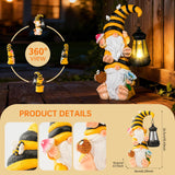 Solar Gnome Garden Decor with LED Lantern,Outdoor Gnomes Statues