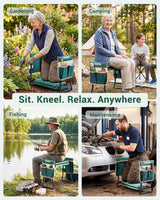 Ohuhu Garden Kneeler and Seat Heavy Duty, Upgraded Gardening Stool with Thicker Wider EVA Foam Kneeling Pad Foldable Garden Bench with 2 Large Tools Pouches, Gardening Gifts for Women Mom Men Seniors