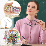 Quelay 36 Pairs Teacher Earrings for Women Fun Wooden Studs Bulk Cute Back to School Gift Dangle Earrings Sets Colorful Pencil Apple Rainbow Jewelry for Classroom Appreciation Jewelry Gift