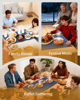 Food Warming Mat - Fast & Full Surface Heating, Silicone Heat Pad with 3 Adjustable Temperature for Buffets Parties, Rollable Electric Warming Tray,Kitchen Heated Plate,Countertop Food Warmer(Blue)