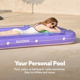 SLOOSH Inflatable Tanning Pool Lounger Float, 70" x 46" Pool Floats Adult with Pillow, 4 in 1 Suntan Tub Raft Floatie,Sunbathing Bed Lounge for Water Blow Up Kids Ball Pit Party Gifts, L-Purple Green