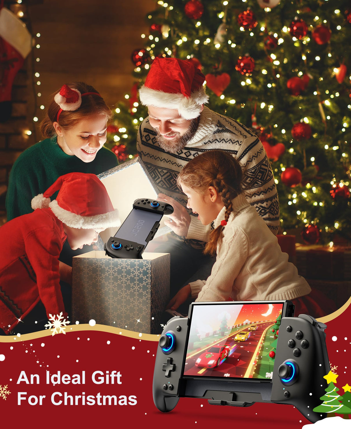 Gammeefy Switch Controllers Compatible with Nintendo Switch/Switch OLED, One-Piece Joypad Controller Replacement for Switch Pro Controller with 9 Lights Color, Christmas Gifts