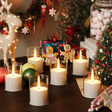 VIODAIM 6Pack Flickering Flameless LED Candles with Timer, Battery Powered - Small Pillar & Votive, Green (2"X3")