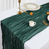6 Pack Christmas Table Runner Emerald Green Cheesecloth 10Ft Gauze Cheese Cloth Table Runner 35x120 Inch Boho Sheer Rustic Fabric for Party Decor Baby Shower Wedding Home Holiday Decorations
