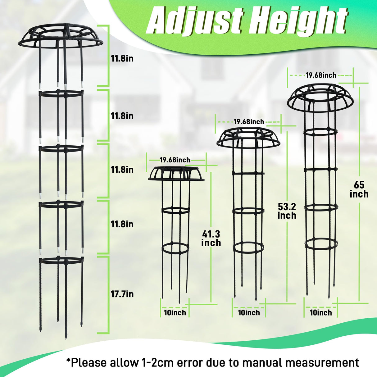 Quibbay Garden Trellis for Climbing Plants Outdoor, 65 Inch Mushroom Top Trellis for Climbing Plants, Plant Trellis Support for Potted Plants Climbing Vine Rose Clematis Vegetable Trellis, 2 Pack