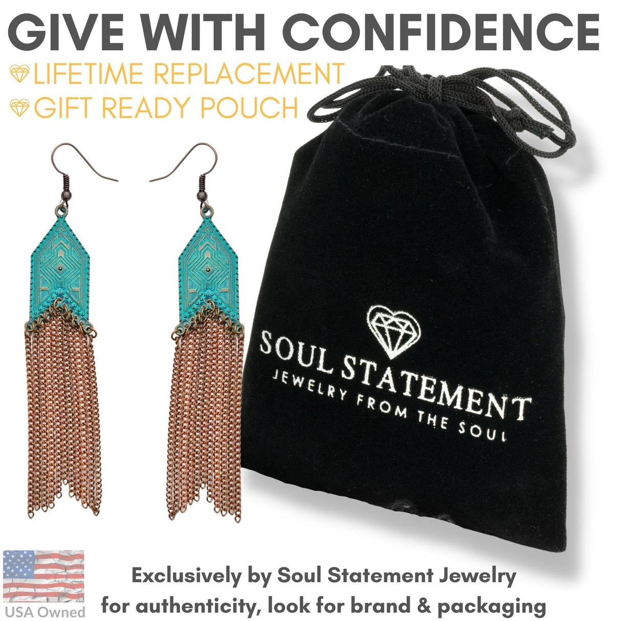 Western Jewelry for Women, Boho Dangle Chain Earrings