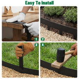 SnugNiture Galvanized Steel Landscape Edging - 4.5 inch Hammer-in Metal Garden Edging with 16Pcs Stakes, Edging for Lawn, Flower Bed and Yard - Garden Edger Border (50Ft Total)