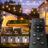 addlon 198FT Outdoor String Lights for Outside with Remote Waterproof Patio Lights with Plastic ST38 LED Edison Bulbs Outdoor Lighting Extra Long for Backyard Bistro Porch Garden Pergola Party Decor