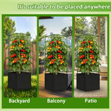 Tomato Cages for Garden, Tomato Planter with Trellis, 48in Tall Square Tomato Trellis with 18 Gallon Grow Bags, Patio & Balcony, Metal Tomato Cage for Tomatoes Cucumbers Peas Climbing Plants, 3 Pack