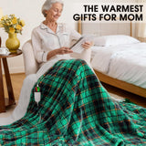 Green Heated Blanket Electric Throw 50X60, Heating Blanket for Couch, Plaid Sherpa Winter Blankets Warmer, 10 Levels & 8-Hour Auto Off, Fast Heated House Warming Gifts New Home Christmas Decor for Mom