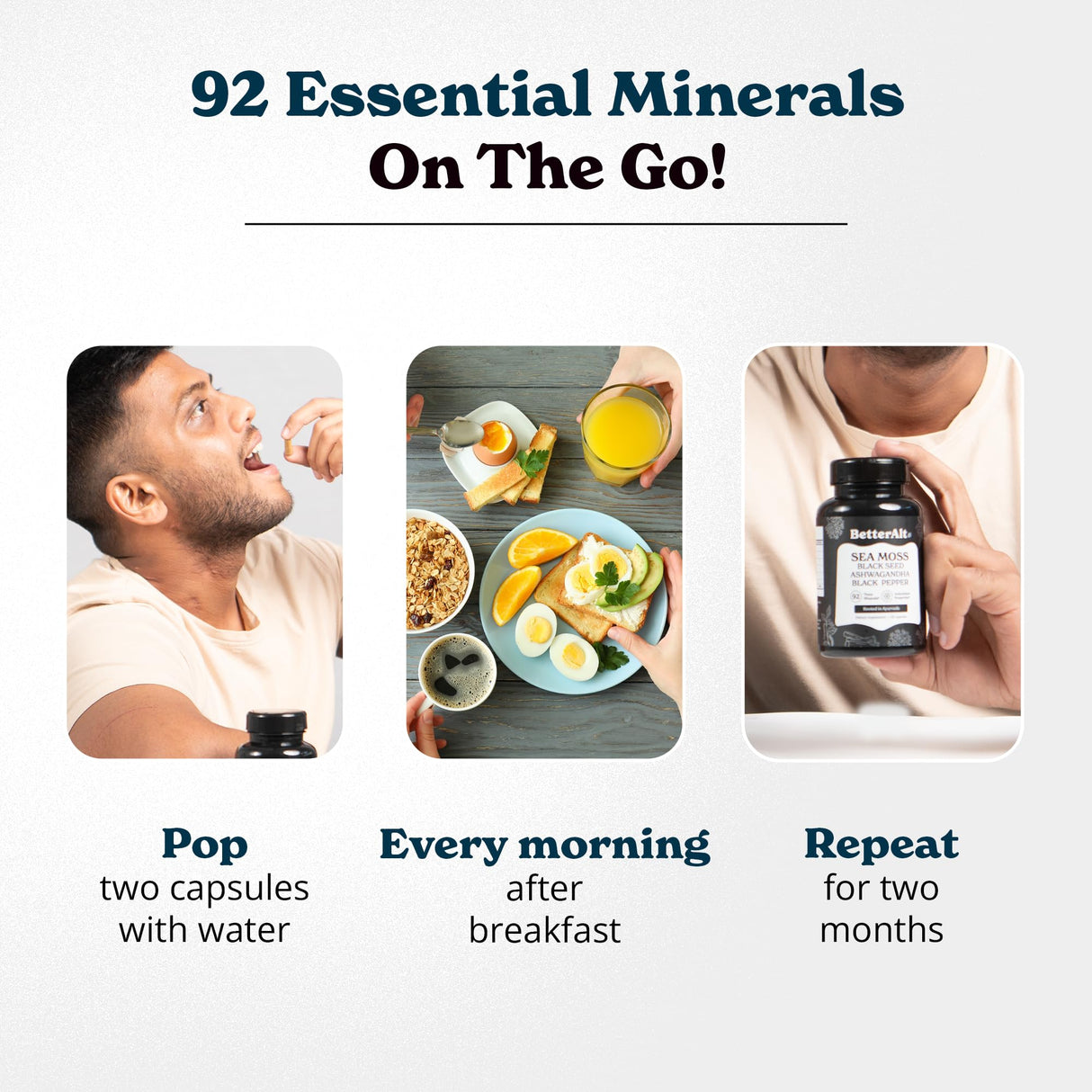 Better Alt Seamoss Capsules- Irish Sea Moss with Black Seed Oil, Ashwagandha & Black Pepper for Stamina, Strength & Endurance- High Potency Sea Moss Supplement - 60 Servings, 120 Capsule