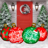 Jetec 4 Pcs 32 Inch Giant Inflatable Christmas Ball Large Xmas Inflatable Ornaments PVC Outdoor Holiday Blow Ball Outside Yard Lawn Porch Decorations(Mixed Red Green,Classic)