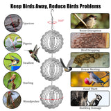 Owl Bird Deterrents for Outside,3D Stainless Steel Wind Spinners Outdoor Decor,Reflective Bird Scare Discs Set,Shiny Bird Reflectors to Keep Woodpecker Pigeon Away from House Patio Yard Porch