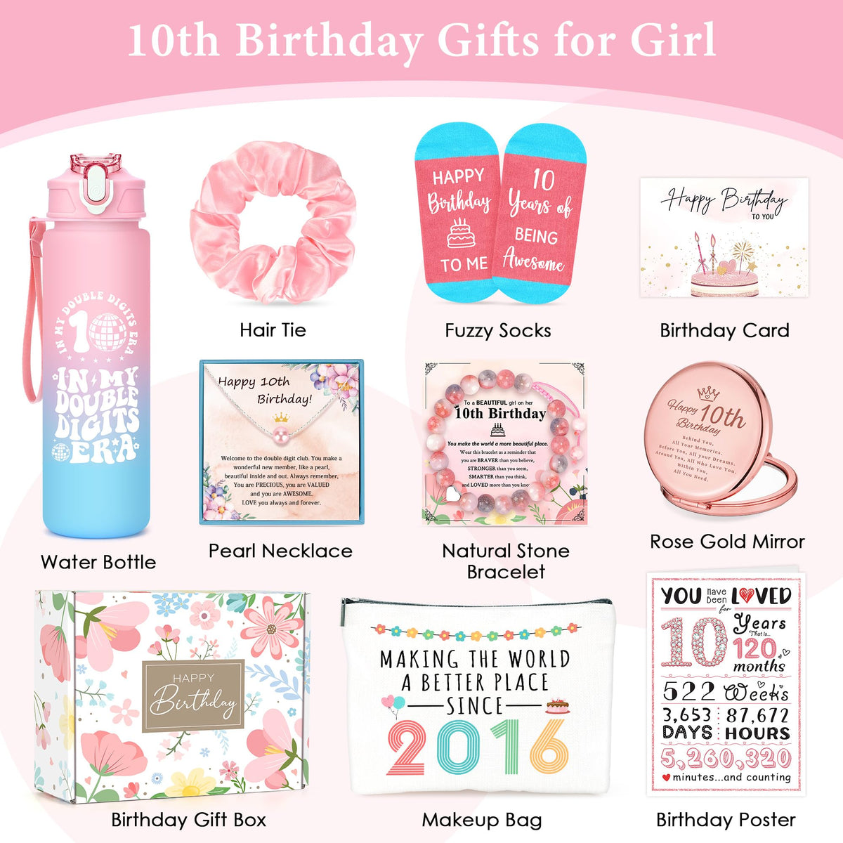 10 Year Old Girl Birthday Gift for 10 Years Old Girls Gifts Trendy Stuff Happy 10th Birthday Gifts for Girls Popular Ten Year Olds Girl Gift Ideas Cute Double Digits Decorations Presents Accessories