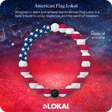 Lokai Silicone Beaded Bracelet for Women & Men (American Flag, Extra Large) - Stylish & Colorful Bead Bracelet Fashion Jewelry - Ring Bangle Slide-On Style Over Wrist for Comfortable Fit