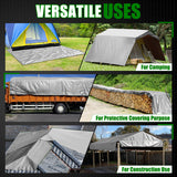 Sunvigor Tarp Waterproof 20x30Ft, Extra Thick 14 Mil Heavy Duty Tarp Cover, Tear & Fade Resistant, Outdoor Tarps with Brass Grommets and Reinforced Edges for Roof, Camping, Patio, Boat (Silver/Brown)