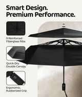 Windproof Travel Umbrella - Compact & Withstands Winds up to 100MPH, Strongest Premium Auto Folding Umbrella for Rain and Sun - Durable, Light & Portable for Women & Men, Fits Backpack & Cars