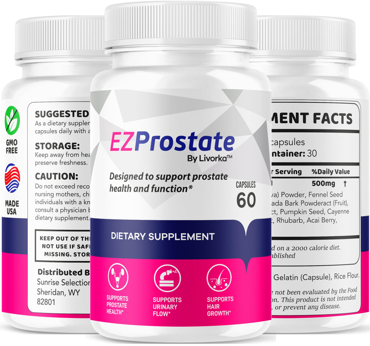 (3 Pack) EZ Prostate Supplement, EZ Prostate Capsules, EZ Prostate Pills, EZ Prostate, EZ Prostate Pills for Men, EZprostate Supplement for Men, EZ Prostate Advanced Formula, 180 Capsules for 3 Months