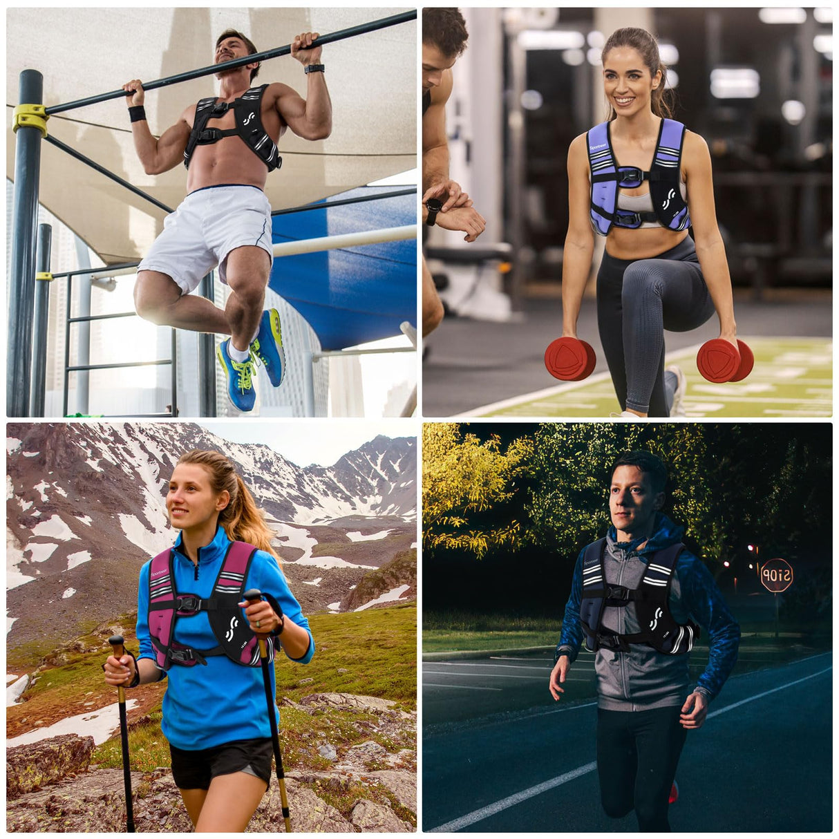 Weighted Vest for Men and Women: Sportneer 15lbs Weight Vest with Reflective Stripe Running Vest with Pocket for Workout Strength Training Fitness Muscle Building Weight Loss Weightlifting Purple