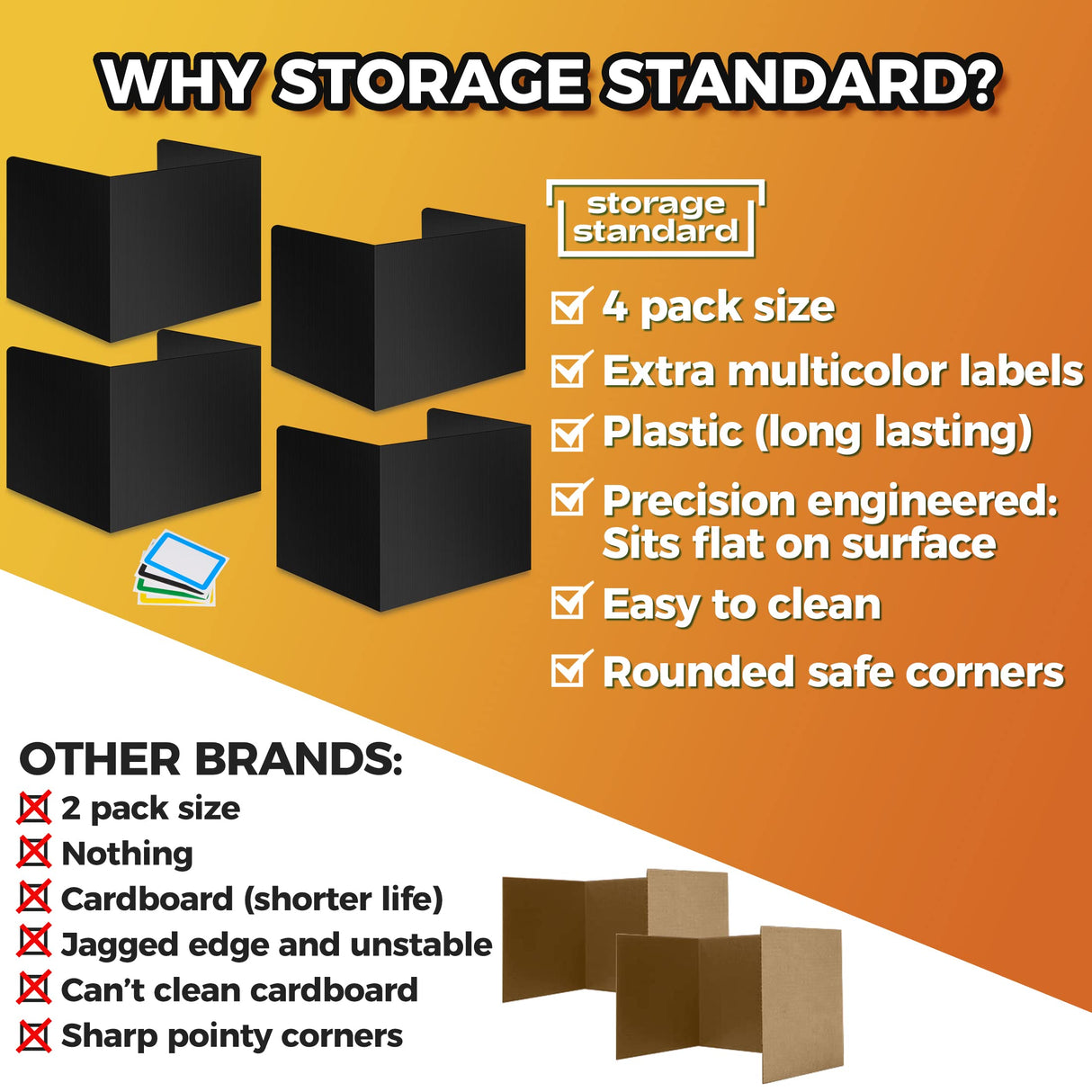 4-Pack Desk Dividers for Students - Durable & Waterproof Plastic Study Carrel Divider, Classroom Folders Teacher Supplies, Easy-to-Clean Plastic Privacy Shield Folder Boards for Student Desks, Black