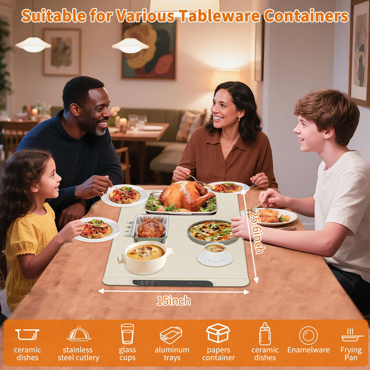 Food Warming Mat - Electric Warming Tray with 10 Temps & 0.5-10 Hours Timer,Child Safe Lock,5 S Fast Heating Full Surface Silicone Food Warmer,Roll Up Heat Pad for Parties,Buffets,Gatherings,Travel