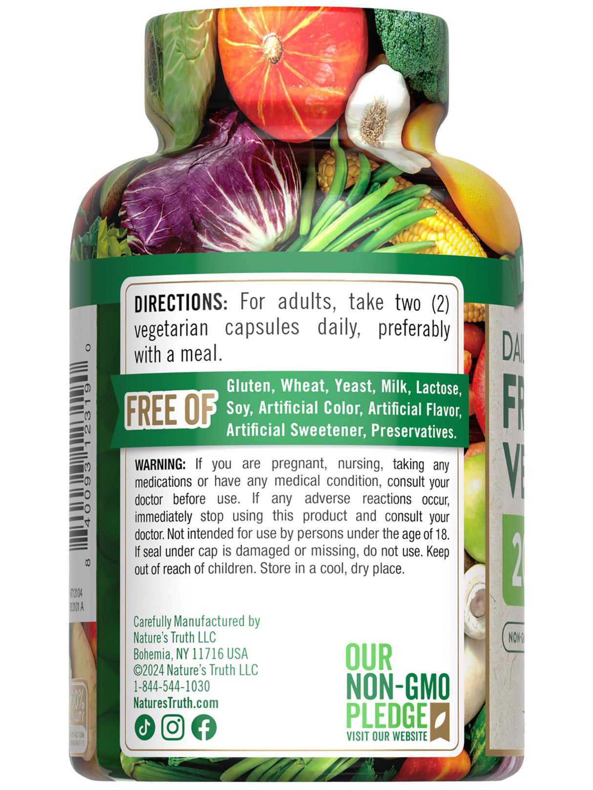 Nature's Truth Fruit and Veggies Supplement | 120 Vegetarian Capsules | 20+ Fruits & Vegetables | Vegetarian, Non-GMO, and Gluten Free Supplement