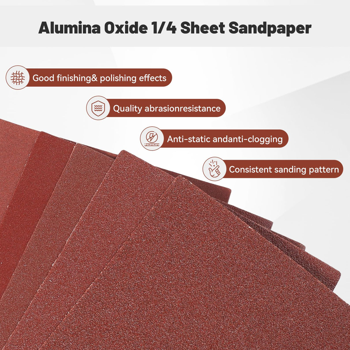 BAOSTC 1/4 Sandpaper Sheet,4-1/2"*5-1/2" Assorted 60-80-120,50PACK