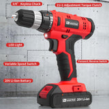 FADAKWALT Cordless Drill Set Red-7420