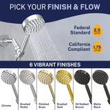 HammerHead Showers® Solid Metal Handheld Shower Head with Hose and Brass Holder - CHROME - 2.5 GPM High Pressure Shower Heads with Adjustable Shower Wand Bracket - 6ft Flexible Extension