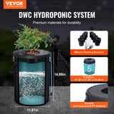 VEVOR DWC Hydroponic System, 5 Gallon 8 Buckets, Deep Water Culture Growing Bucket, Hydroponics Grow Kit with Pump, Air Stone and Water Level Device, for Indoor/Outdoor Leafy Vegetables