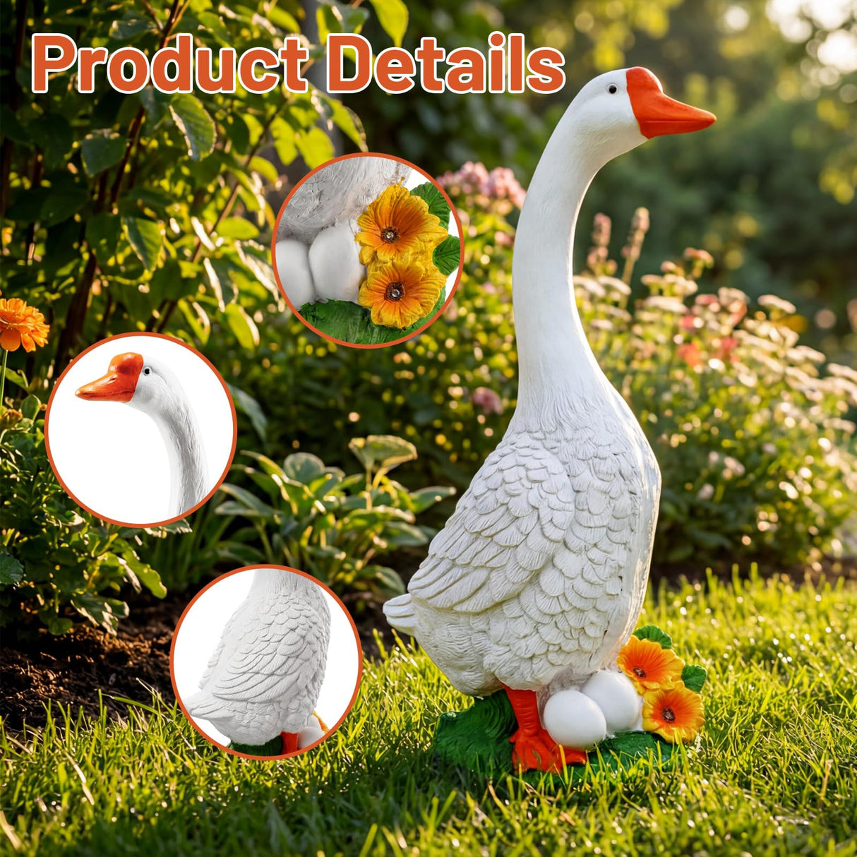 vchin Large Porch Goose Statue, 23 inch Large Porch Goose Statue, Suitable for Porch, Balcony, Courtyard, Garden, Lawn Decor Unique Housewarming Gift