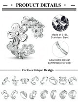 LOLIAS 16Pcs Stackable Stainless Steel Rings Jewelry for Women Non Tarnish