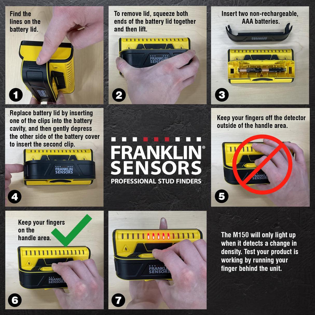 Franklin Sensors ProSensor M150/X990 Stud Finder with Live Wire Detection and 9-Sensors, Wood & Metal Stud Detector/Wall Scanner, Made in The USA