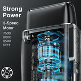 Electric Razor, Emochies Electric Shaver for Men,Upgraded Foil Shaver with 3 Speeds, Double Floating Blade IPX7 Waterproof Wet/Dry LED Display USB Type C Rechargeable Vibrant Gray