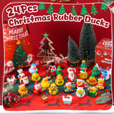24 Pcs Christmas Rubber Ducks with a Bag, Christmas Stocking Stuffers for Kids, Santa Duckies for Xmas Party Favors Decorations, Ducks for Jeeps Classroom Gift Exchange, Baby Bath Toys