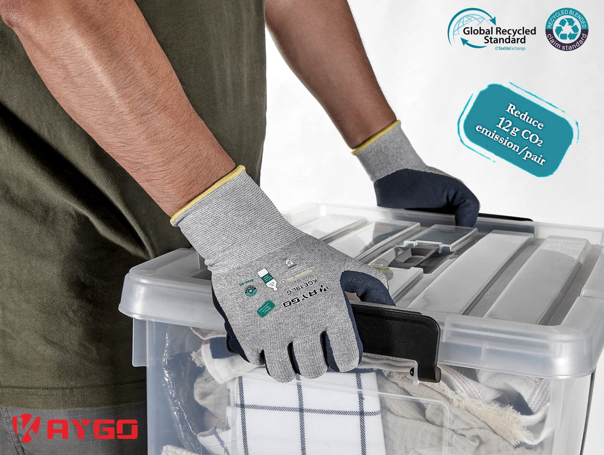 KAYGO Work Gloves for Women KGE19L Eco Friendly Gloves with Breathable Rubber Coated, 12 Pairs,medium,grey