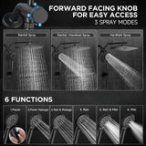 Veken Wide Rain Shower Head with Multi-Modes Handheld Water Spray,High Pressure Showerhead Combo with Arm for Bathroom Accessories,Home Decor Adjustable Dual Shower with Anti-Clog Nozzles,Matte Black