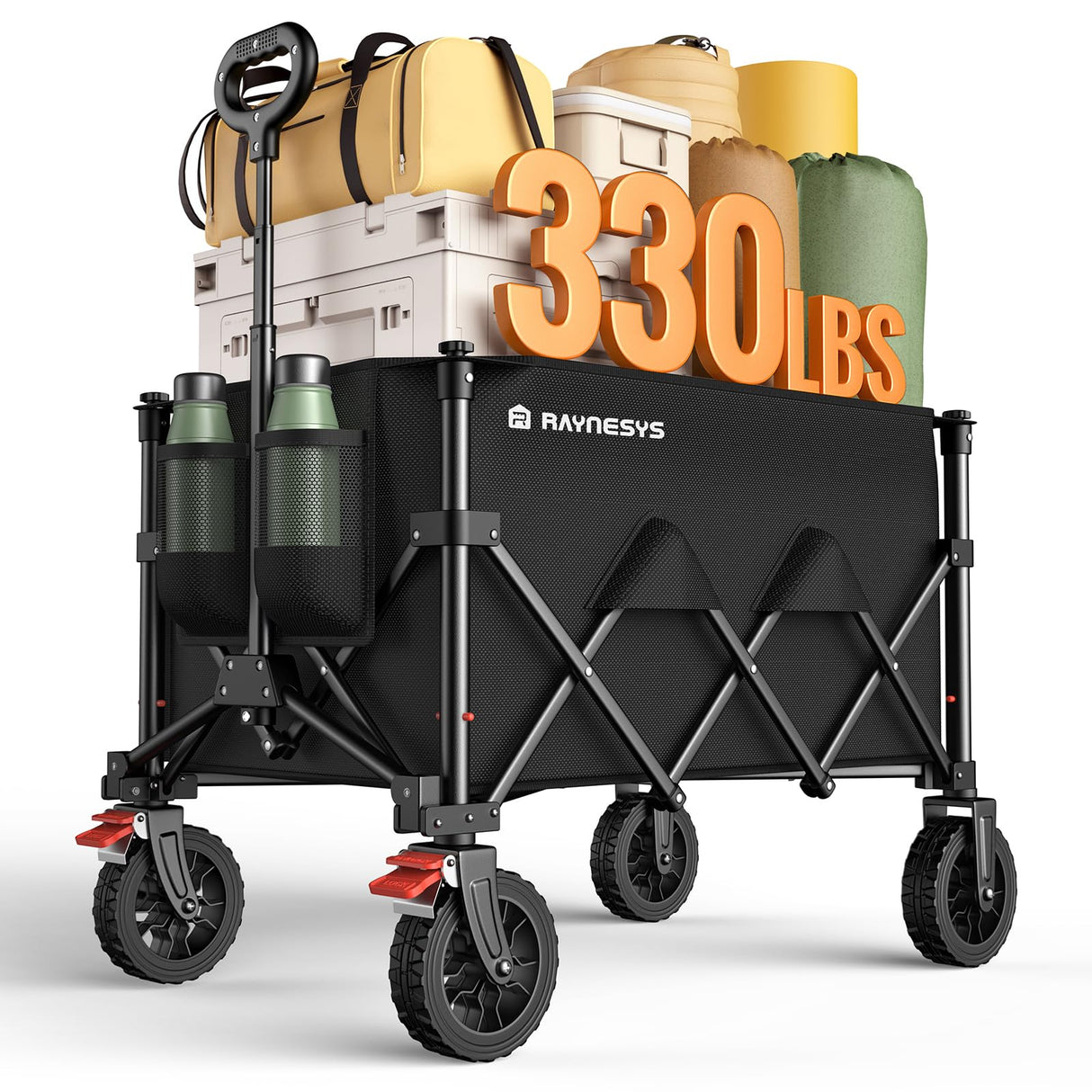 180L Wagons Carts Foldable with Wheels and Brakes for Camping Grocery