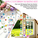 DIY Suncatchers 212pcs Sun Catchers Making Kit for Adults Clear Hanging Prism Sun Catcher with Crystals Rainbow Maker 12 Hanging Glass Prisms Parts Suncatcher Home/House Garden Decor (Creative Styles)