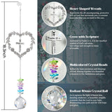 Elivida Christian Gifts for Women, Heart-Shaped Suncatcher with Cross - Religious Birthday Ornament with Scripture The Lord is My Light and My Salvation - Inspirational Catholic Spiritual Gifts