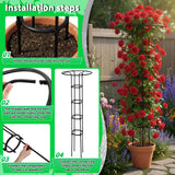 ElaraBerry 2 Pcs 63 Inch Garden Obelisk Trellis for Climbing Plants Outdoor, Mushroom Top Flower Trellis Rustproof Metal Tomato Trellises for Potted Plants Rose Climbing Vine Tomato Cucumber Grape