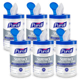 PURELL Professional Surface Disinfecting Wipes, Citrus Scent, 110 Count Canister, 7"x 8" Wipes (Pack of 6) - 9342-06