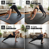 Haulcove 18 Tiles Puzzle Exercise Mat, EVA Interlocking Foam Floor Tiles, Non-Slip, Protective, Water-Resistant Flooring for Home Gym & Workout Equipment, 12.6" x 12.6" x 0.4", 18 Sq Ft, Black